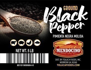 Mendocino Black Pepper Ground 5lb Jug