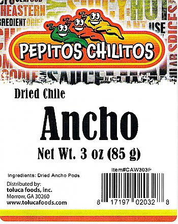 Pepitos Chilitos Chile Ancho 3oz Bag