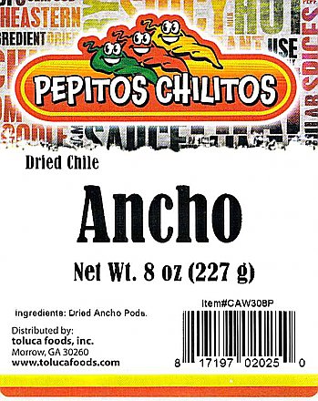 Pepitos Chilitos Chile Ancho 8oz Bag