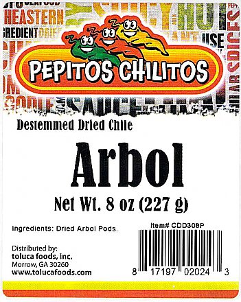 Pepitos Chilitos Chile De Arbol 8oz Bag