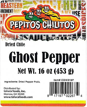 Pepitos Chilitos Ghost Pepper (Bhut Jolokia) 1lb Bag