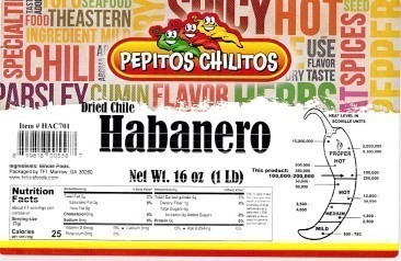 Pepitos Chilitos Chile Habanero 1lb Bag