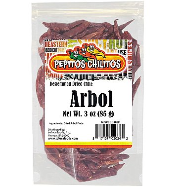 Pepitos Chilitos Chile De Arbol 3oz Bag