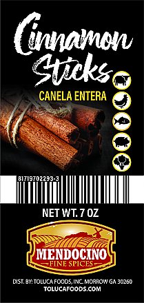 Mendocino Cinnamon Sticks 3" Cut 7oz Jar
