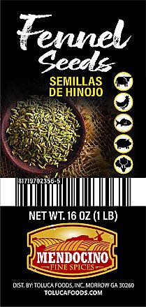 Mendocino Fennel Seeds 16oz Jar