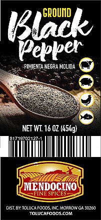 Mendocino Black Pepper Ground 16oz Jar