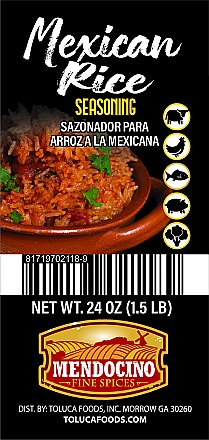 Mendocino Mexican Rice Seasoning 24oz Jar